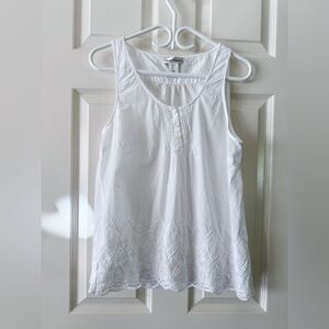 Marisa Christina White Embroidered Cotton Fairies Sleeveless Tank L